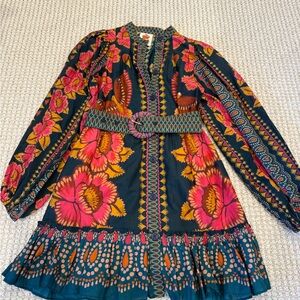 FARM Rio Floral Long Sleeve Dress - Pink and Blue